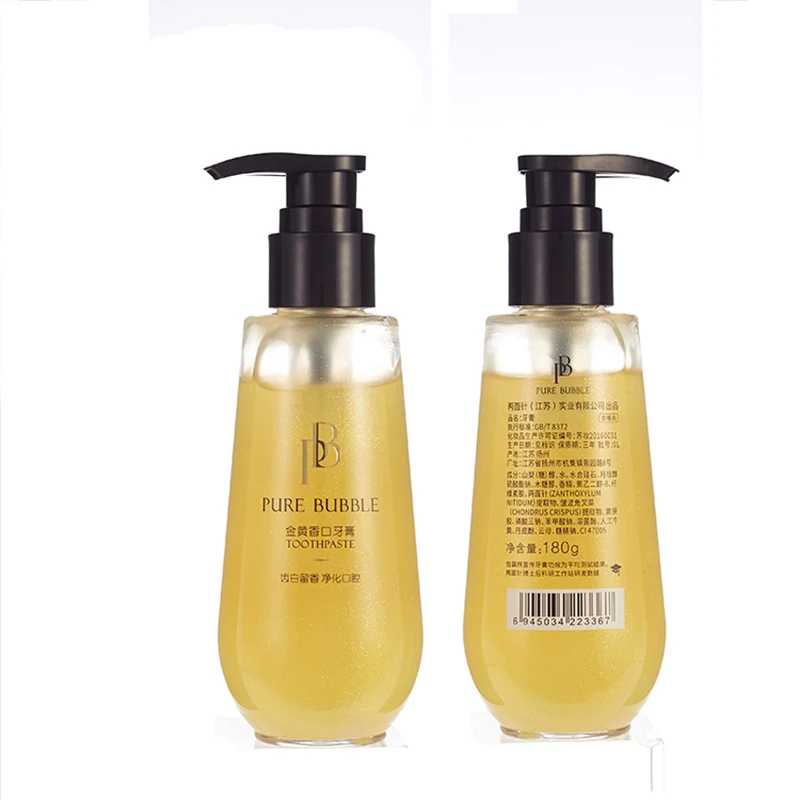 Custom Logo 180g Fresh Breath Tooth Whitening Fluoride Free Xylitol Home Toothpaste In Pump Bottle