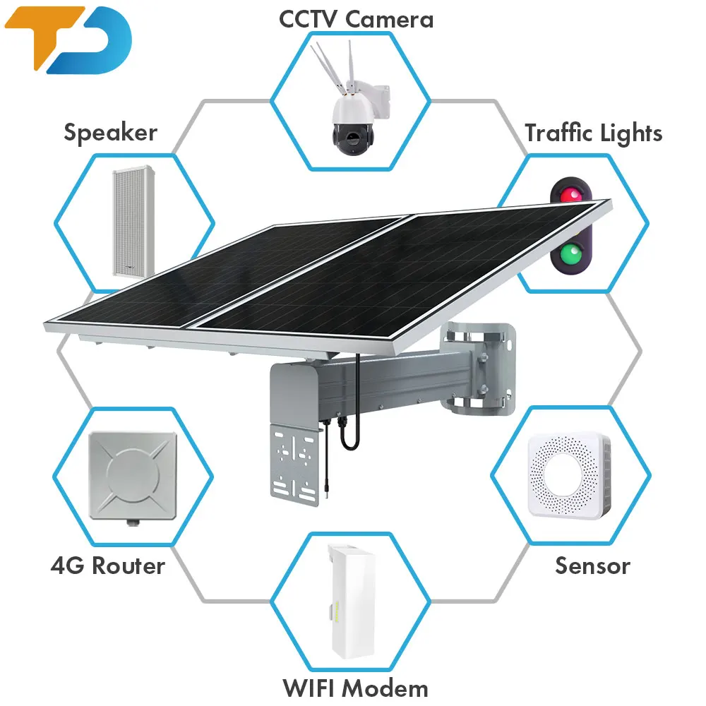 Tecdeft integrated solar system Built-in battery outdoor DC 5v12v home solar system closed-circuit TV camera compact