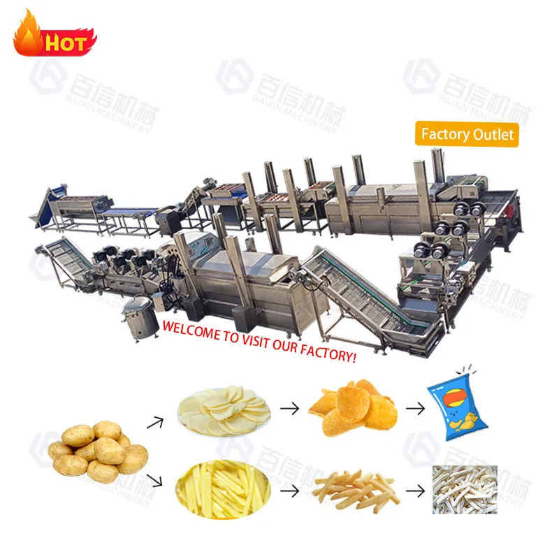 Baixin Sus304/316 Full Automatic French Fries Line Frozen Fries Potato Chips Processing Production Line High Quality