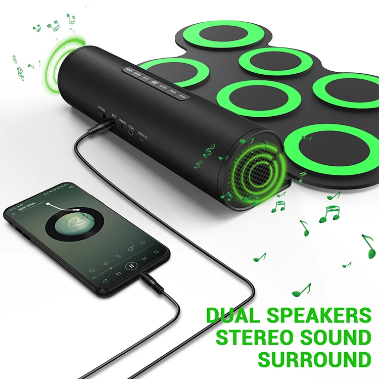 
Professional Small Pads Cable Usb Midi Sticks Silicone Portable Rolling Snare Shell Drum 