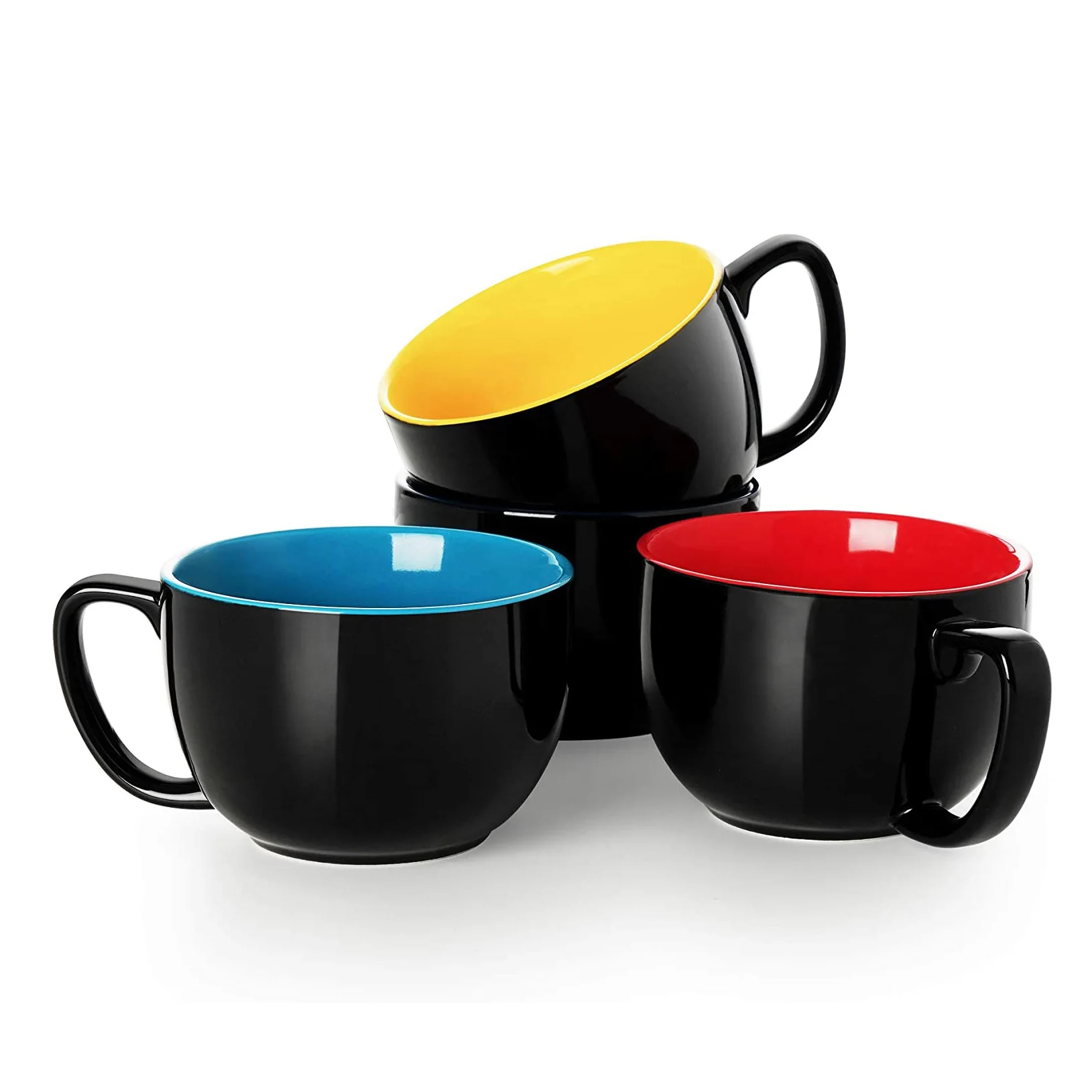 
16 Ounce Modern Design Smooth Porcelain Jumbo Coffee Mugs with Handle for Cocoa, Milk, Tea or Water 