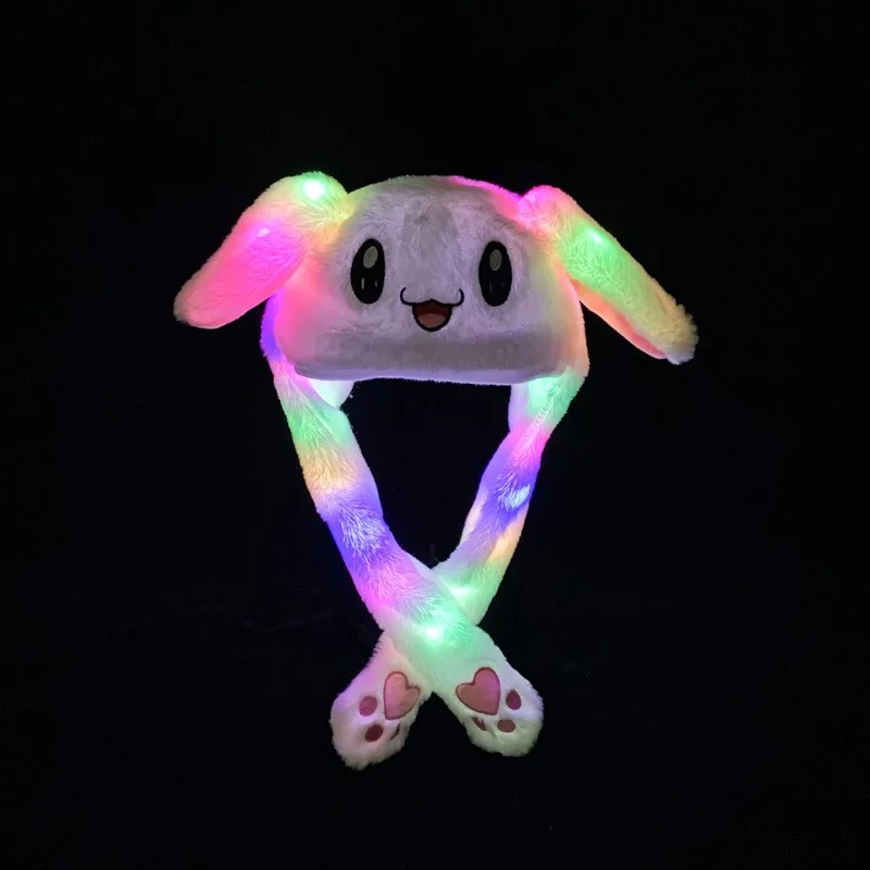 Novelty Light Crown rabbit Gift LED kids plush animal head Moving rabbit bunny ear hat