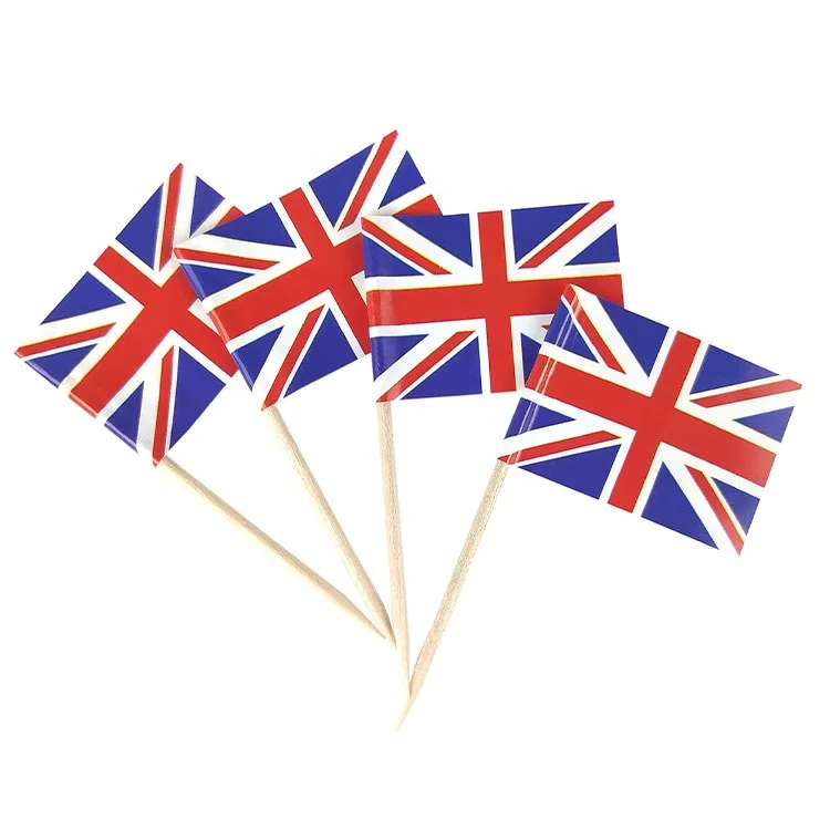Party Supplies Disposable Biodegradable The United Kingdom UK Food Flag Picks Wood