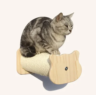 Cat Climbing Exercise and Playing Wall Shelves Mounted Wooden Tree Post Furniture