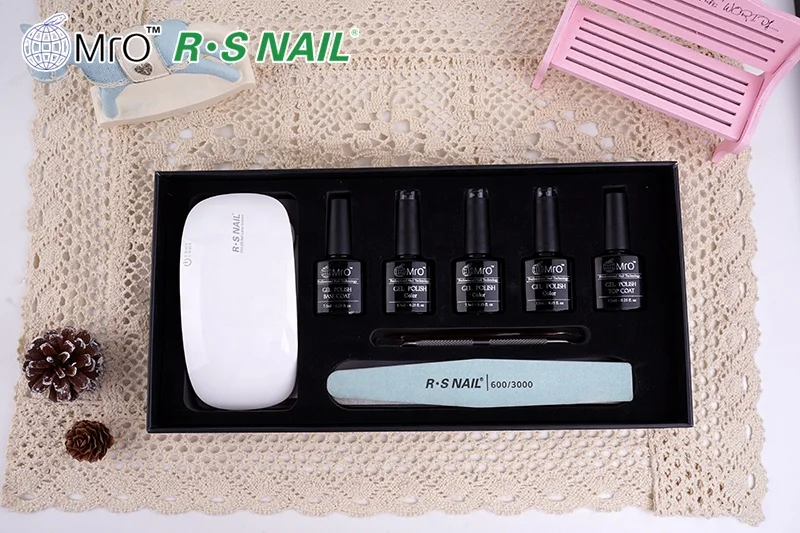 RS Nail 3 Step Gel Kit Nail Art Start Set Soak off Gel Polish+Base Gel+Top Coat 7.5ml oem odm