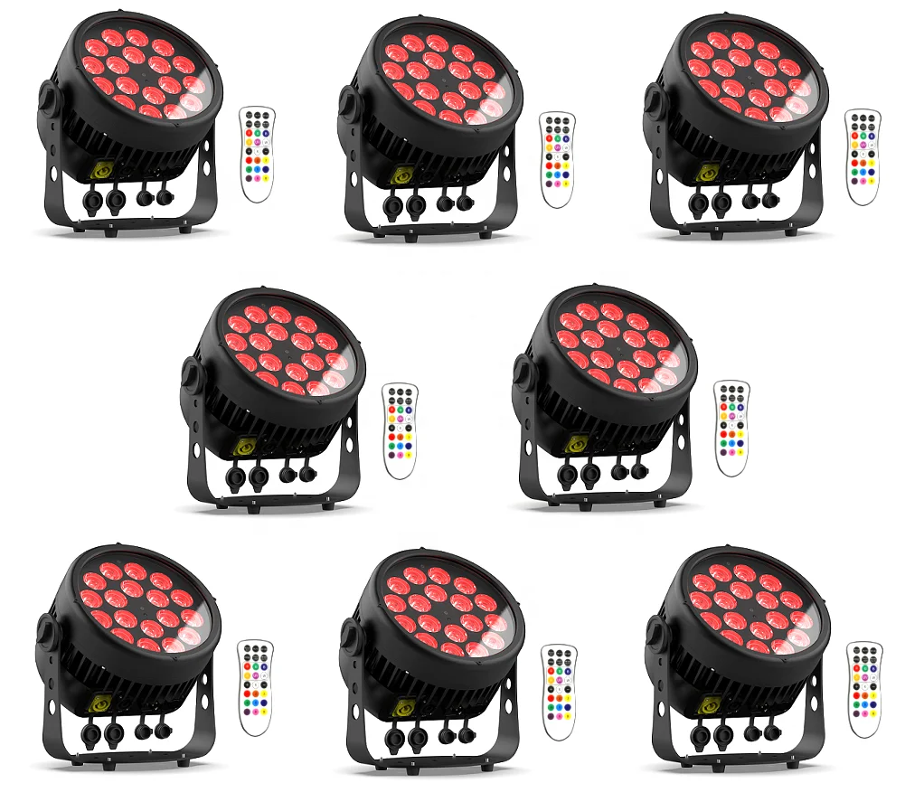 IP65 Outdoor Stage Par Lights 18 x 10W RGBW 4-in-1 Wireless DMX Control with IR remote Professional Stage Lighting Equipment