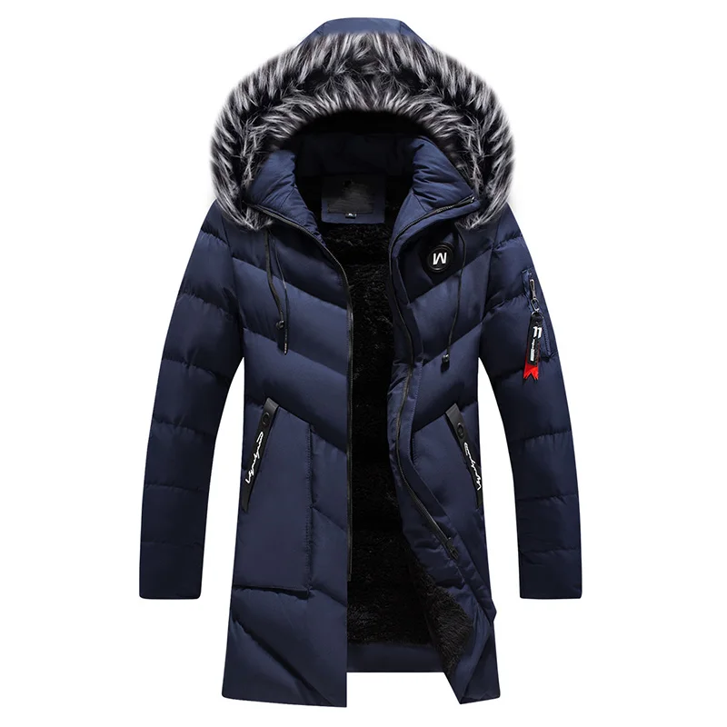 
Wholesale Winter Jackets Men Parka Coat Faux Fur Hooded Windbreaker Jacket Thicken Warm Cotton Padded Clothes Fashion Long Coats 