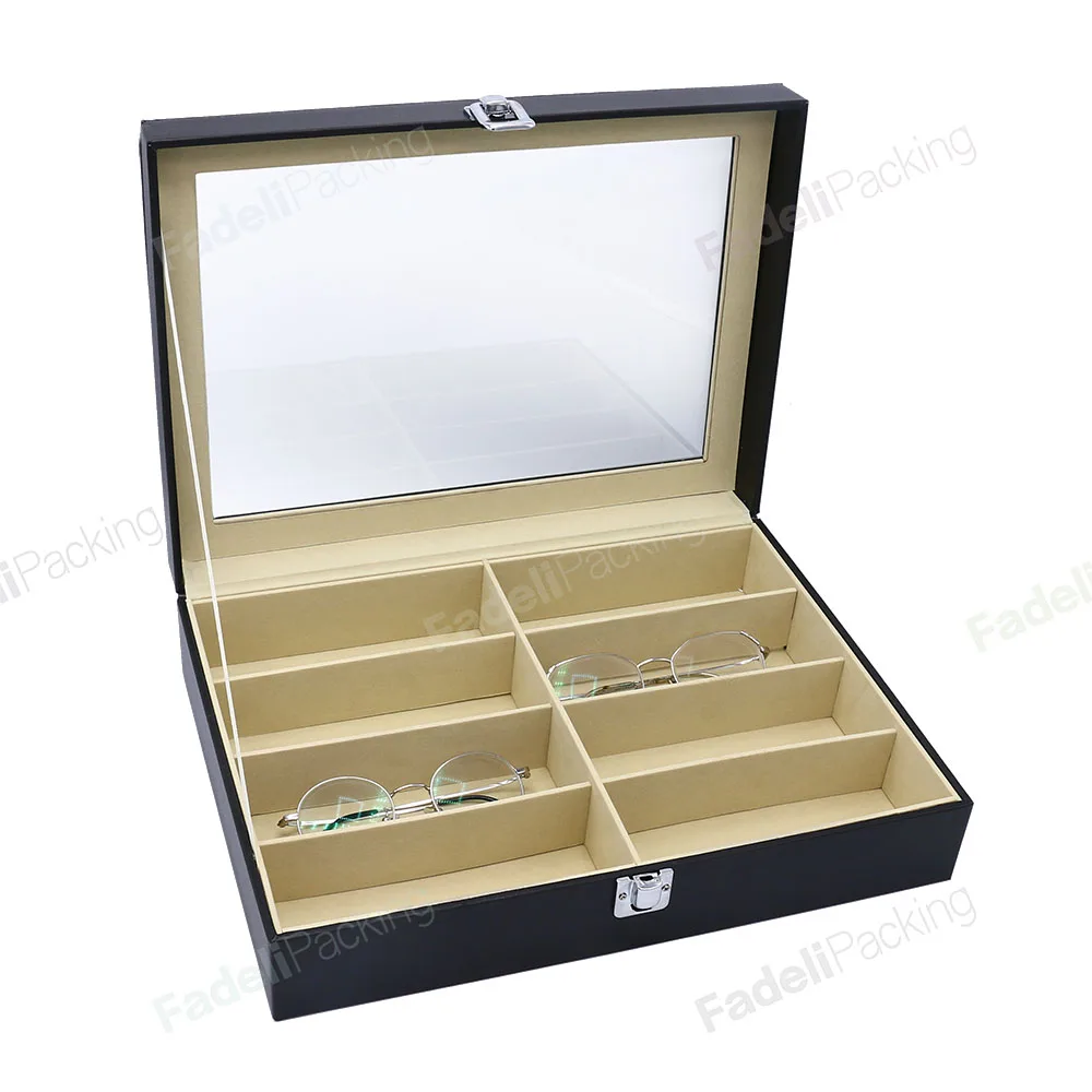 Glasses Storage Box Custom 8 slots Leather Glasses Packaging Cases Display