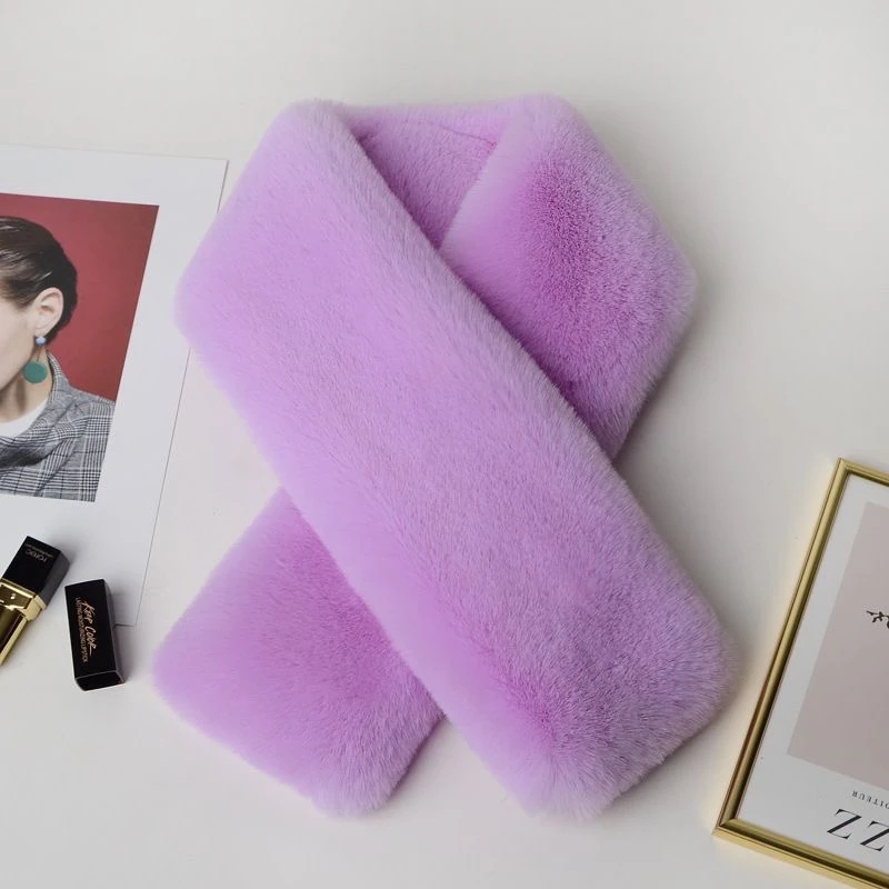 Winter Women Stretched Faux Fur Warmer Fur Hair Winter Elastic Faux Rabbit Fur Scarf For Women