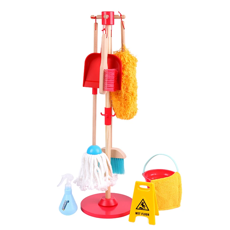 Detachable Housekeeping Cleaning Pretend Play Toy Set for kids Household cleaning tools Hanging stand