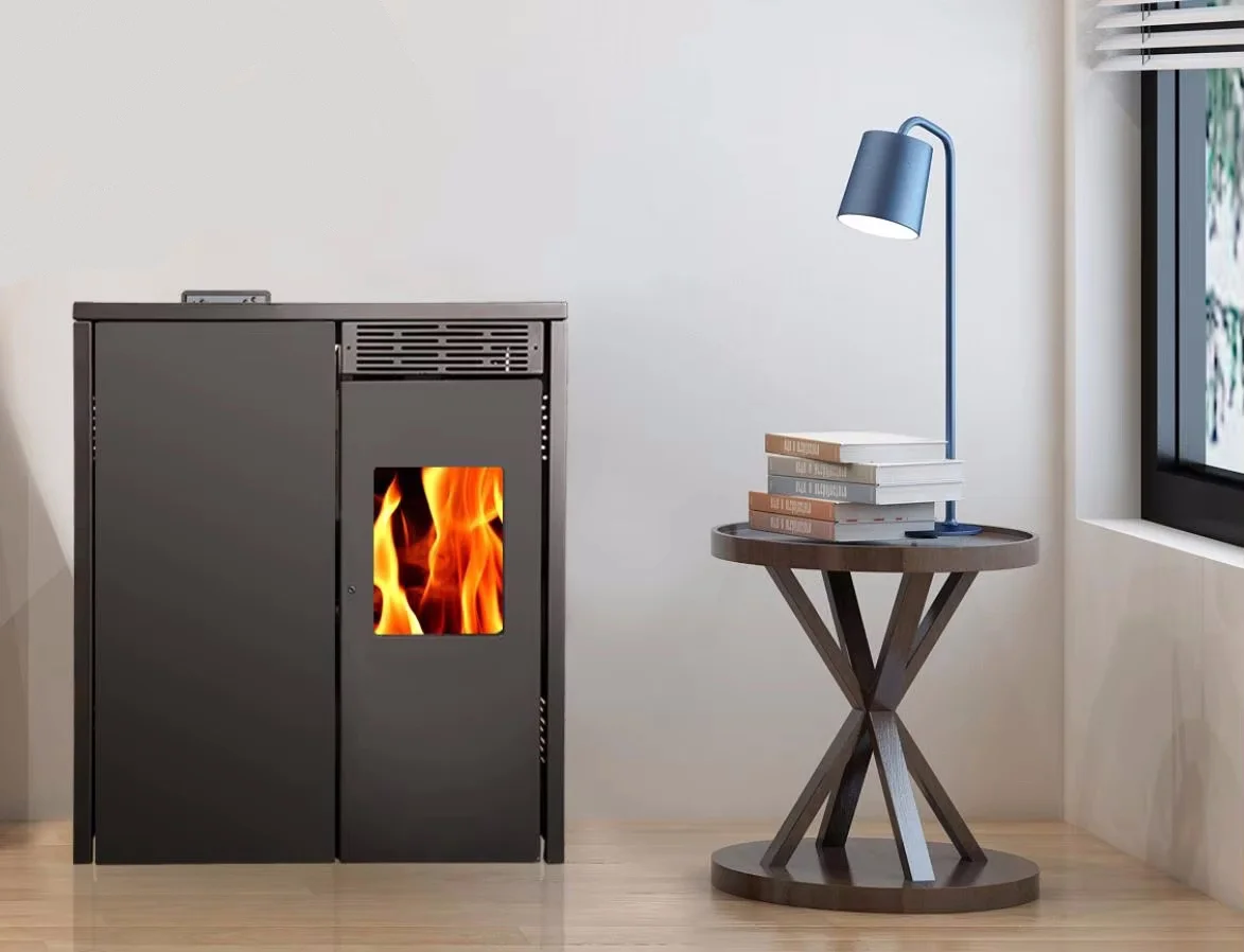 Modern 8KW Cast Iron Wood Stove with Oven Smokeless for Firewood and Pellet Indoor Heating