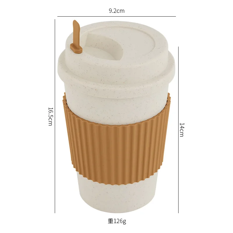 401-500ML Coffee Cups With Lids Wheat Straw Material Reusable Portable Cup Dishwasher Safe Coffee Mug Tea Travel Cups