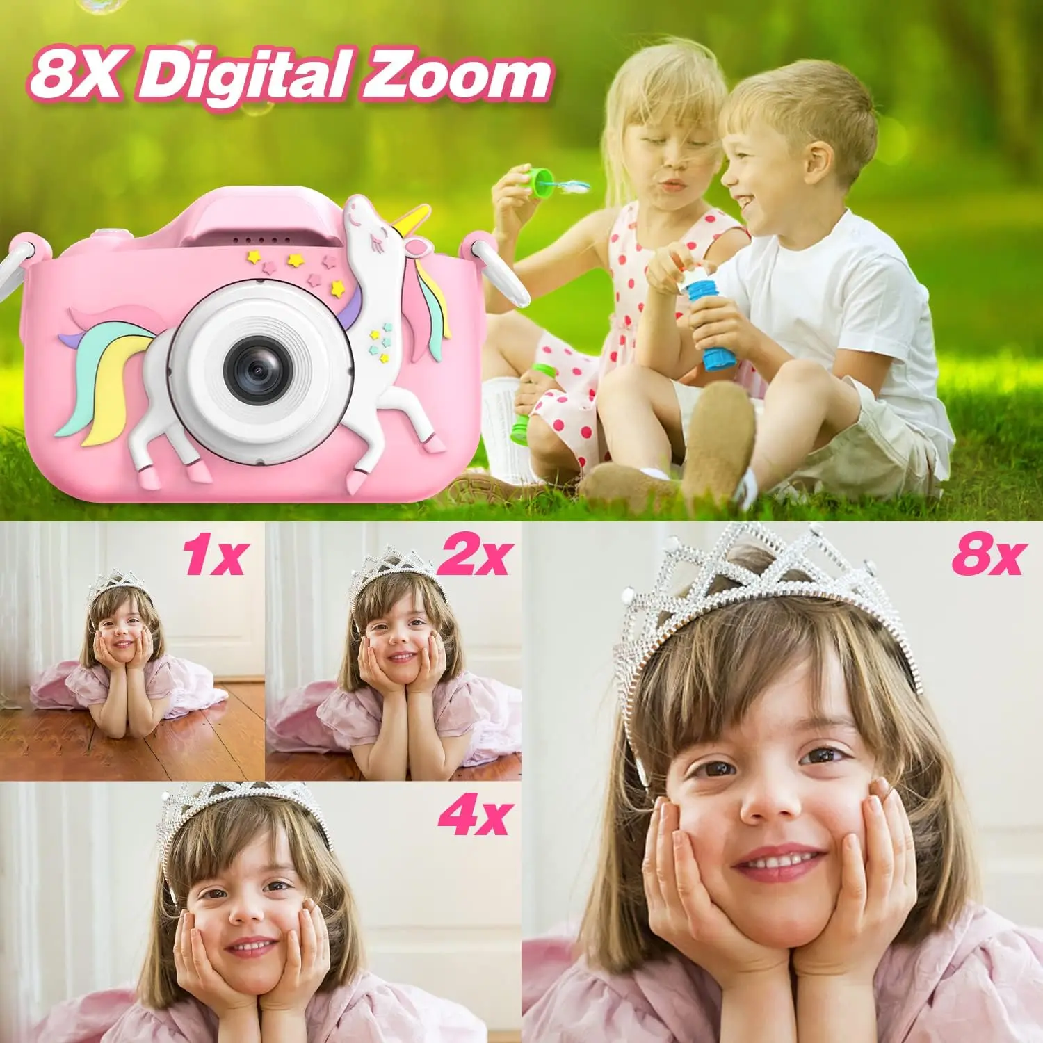 Camera Toys for Children Digital Video Camcorder Camera with Cartoon Soft Silicone Cover Best Birthday Festival Gift for Kids