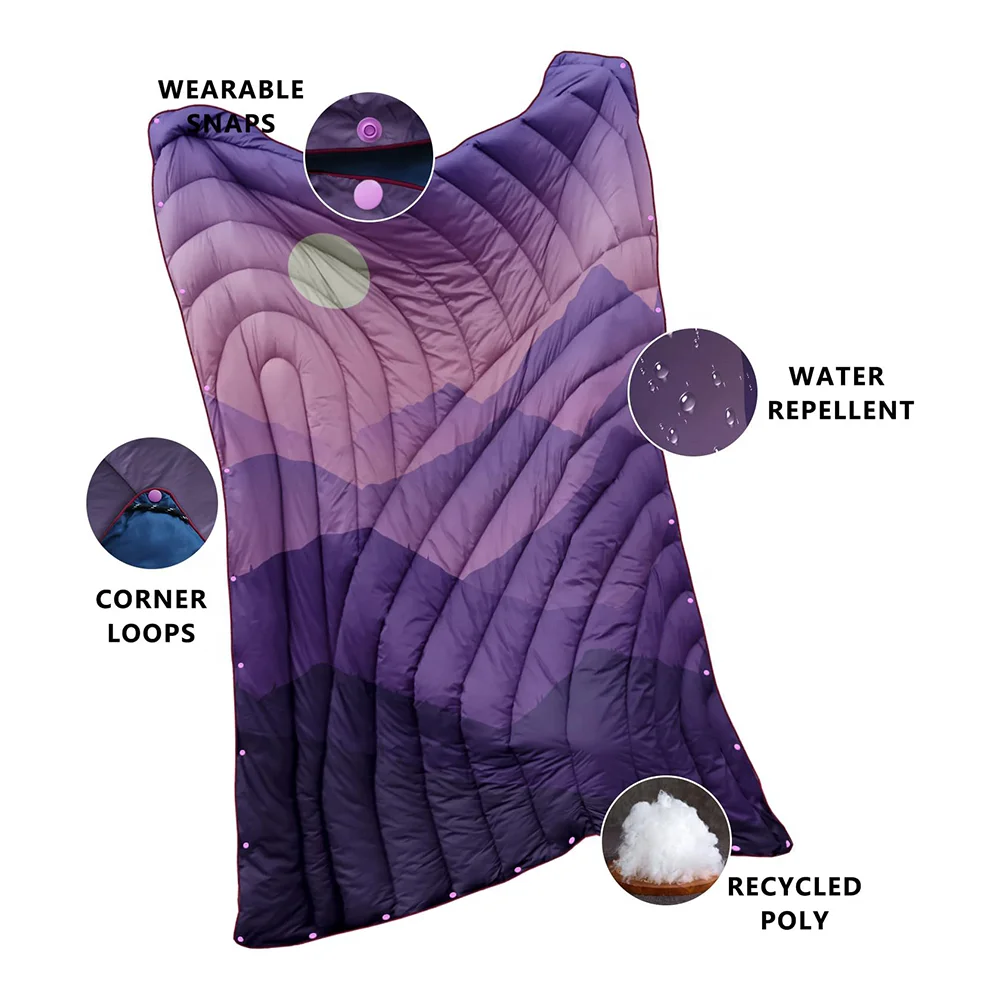 Outdoor 20d Nylon Lightweight Travel Picnic Warm Portable Waterproof Recycled Down Camping Puffy Blanket