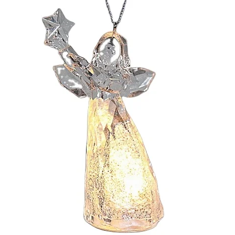 Transparent Acrylic  Angel Ornament Plastic Christmas Angel With Lights Hanging Ornament For Party Decoration Beautiful Angel