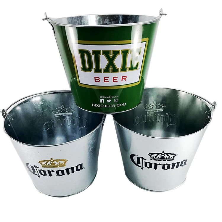  Round 5L /8L Target Challenge Bar Tool Beer Wine Champagne Galvanized Iron Metal Ice Buckets Coolers Tin Pail With Bottle