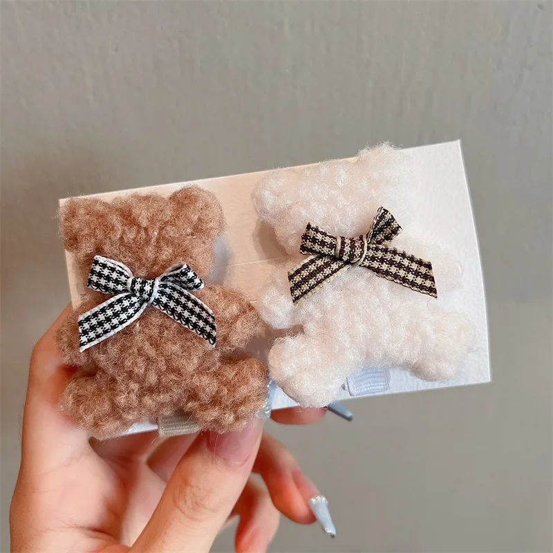 Bear hairpins for girls Hair Clips on hair bangs decorations  children sweet hair clip Accessories