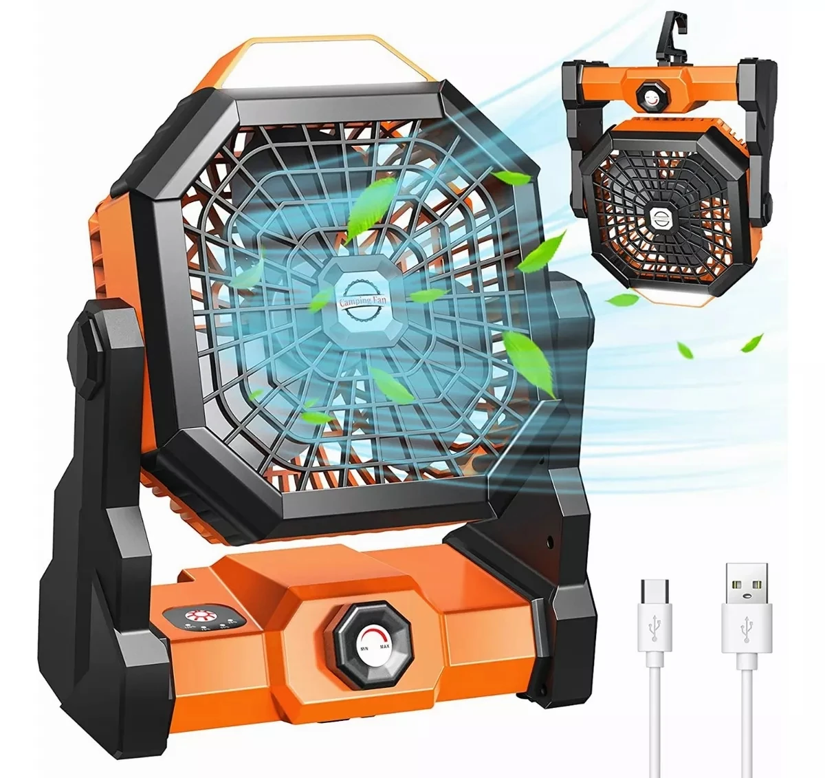 Rechargeable Outdoor Fan Suspensible Portable Camping Fan With Led Light Outdoor Camping Fan