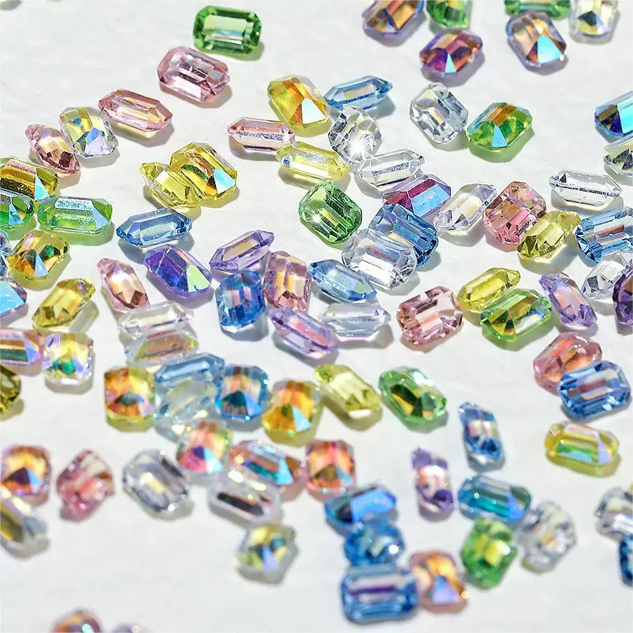 50Pcs Glass Crystal AB Rhinestones For Nail Art Craft FlatBack Crystals 3D Decorations Flat Back Stones