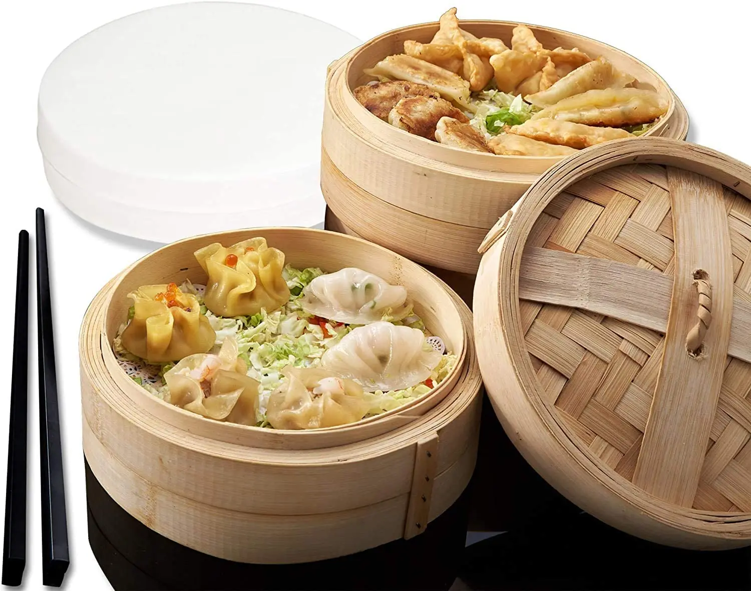 Prime Home Direct Bamboo Steamer Basket 10 Inch 2 Tier and 1 Lid With Custom Logo
