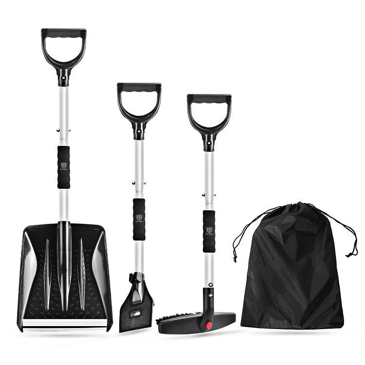 Snow Shovels,3-in-1 Car Brush Ice Scraper Snow Shovel Sets for Garden Camping Car Snowman Building and Emergencies