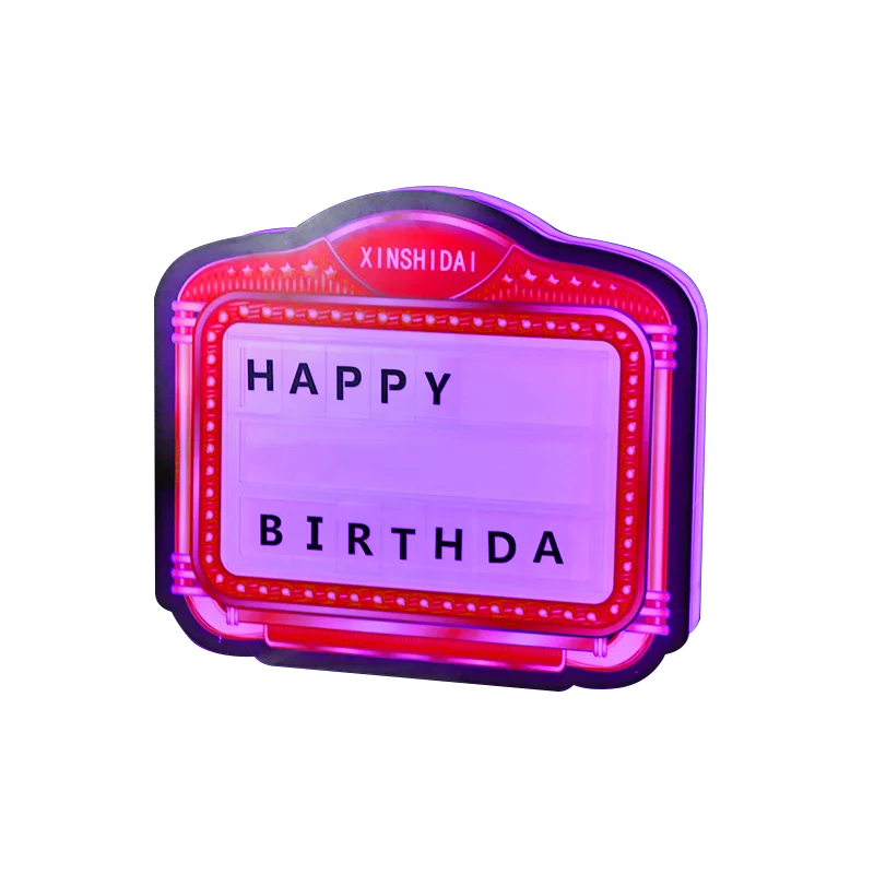 OEM Customized LOGO Size star Shaped LED Message Board Rechargeable 26pcs Lettles Birthday LED Display Billboard for bar