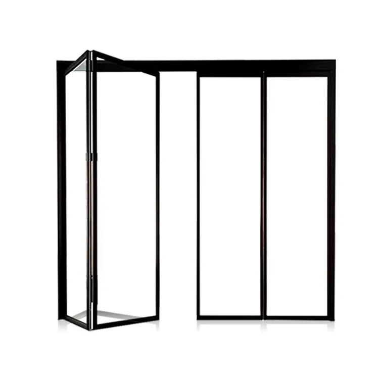 16mm Narrow Aluminium Bi Fold Doors/Balcony Double Glass Partition Wall With Exterior Accordion Room Dividers Accordion Folding