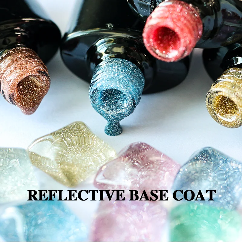 QM New Product Shimmer Base Camouflage Disco Glitter Gel Nail Polish Custom Label 12 Colors Reflective Base Coat