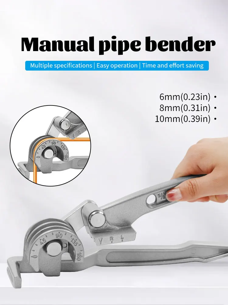 3 In 1 Pipe Bending Hand Tool Combination Tube Bender 90 180 Degree Tube Bending Machine 6mm 0.24in 8mm 0.31inch 10mm 0.39inch