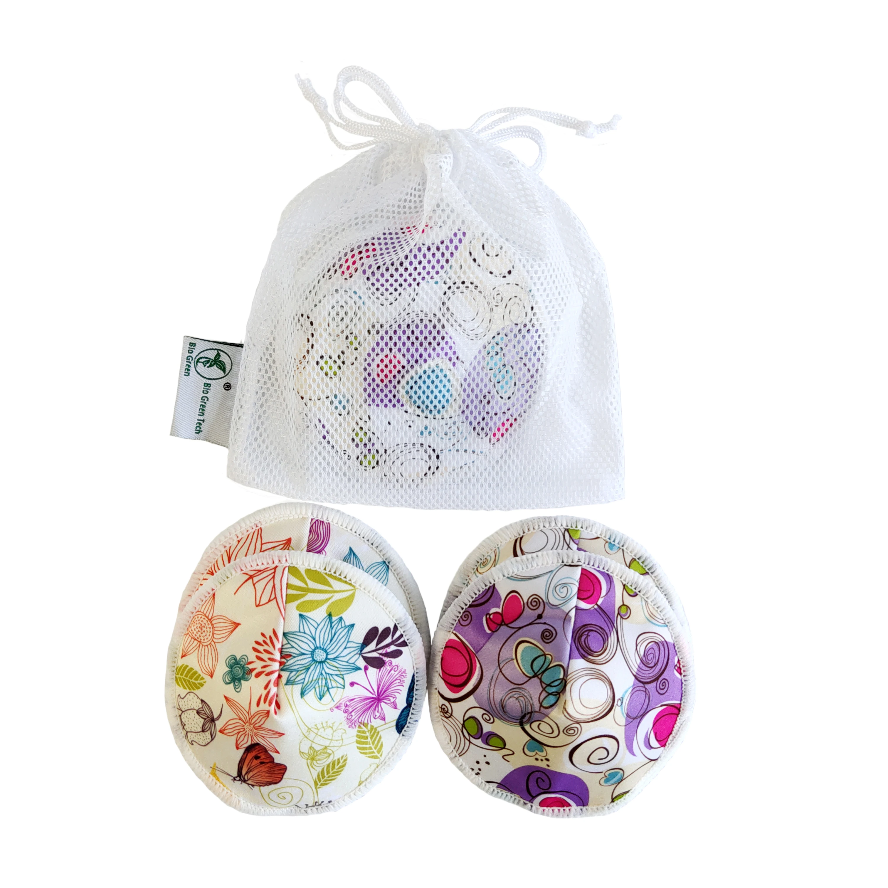 12pcs/mesh bag stock contoured shape Stylish soft leak proof reusable  bamboo breast pad and nursing breast pad reusable