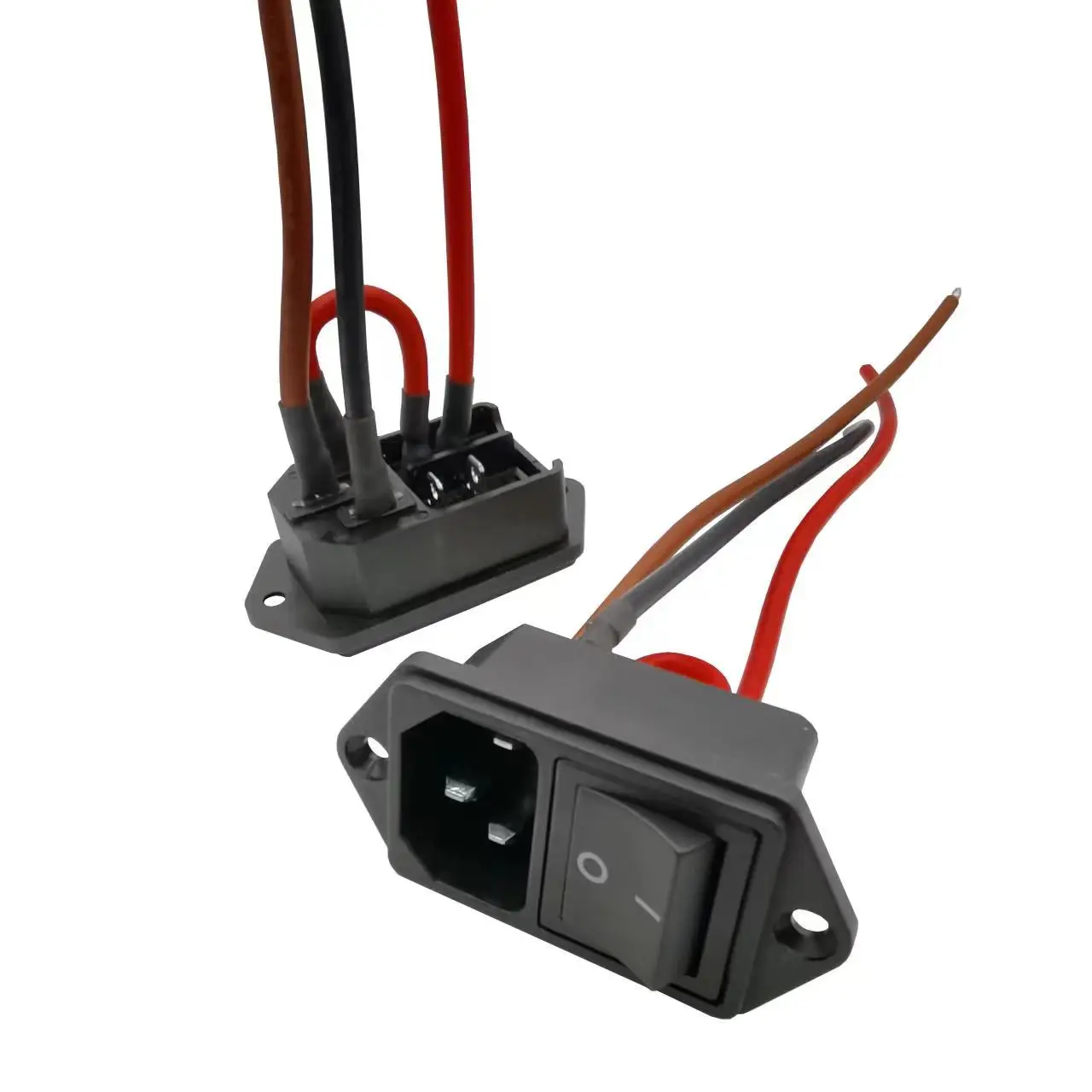 IEC C4 10a 250V  Male Socket With Rocker Switch Appliance  Socket With Appliance Switch Appliance Inlet