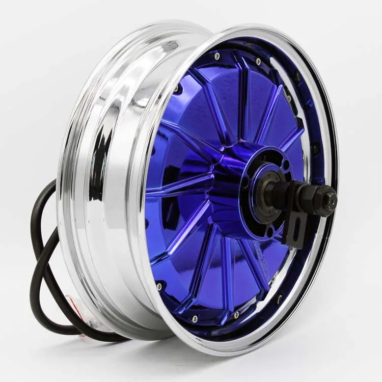 YMMOTOR DC brushless hub motor 72V12 inch 3KW suitable for electric motorcycle scooter Electroplating blue