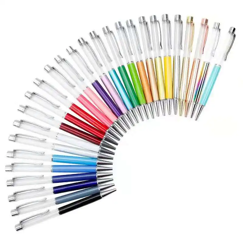 Creative DIY Liquid Floater Pen Glitter Empty Tube Twist Ballpoint Pen Steel Body Empty Pen With Logo Customize