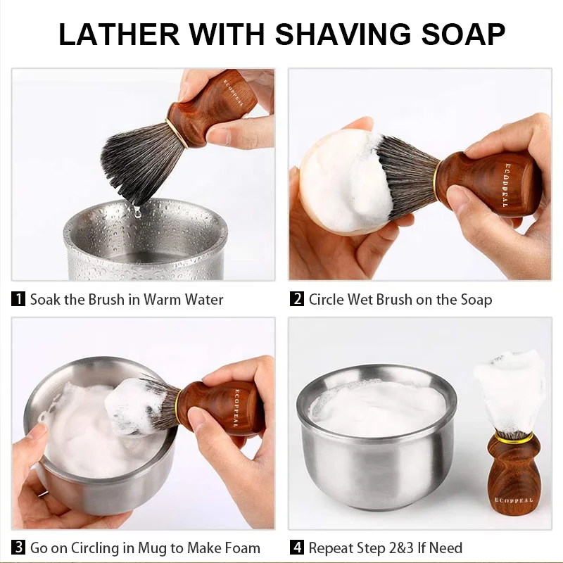 Custom Labelling Sustainable Eco Friendly Natural RSPO Shaving Kit Rich Foam Soften 10g Shaving Soap