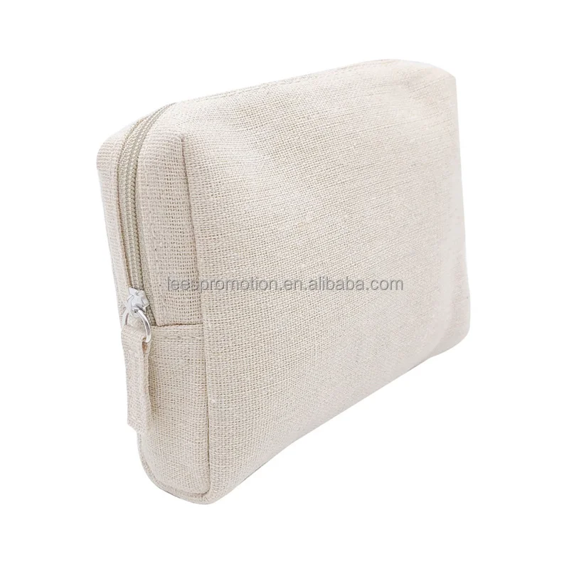 Wholesale Custom Logo Printed Eco Friendly  Cotton Canvas Travel designer Linen Pouch Cosmetic Makeup Bag with zipper