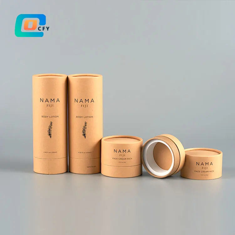 Brown Kraft Paper Cardboard Tube Round gift boxes wholesale custom paper tube package for High-end cosmetics