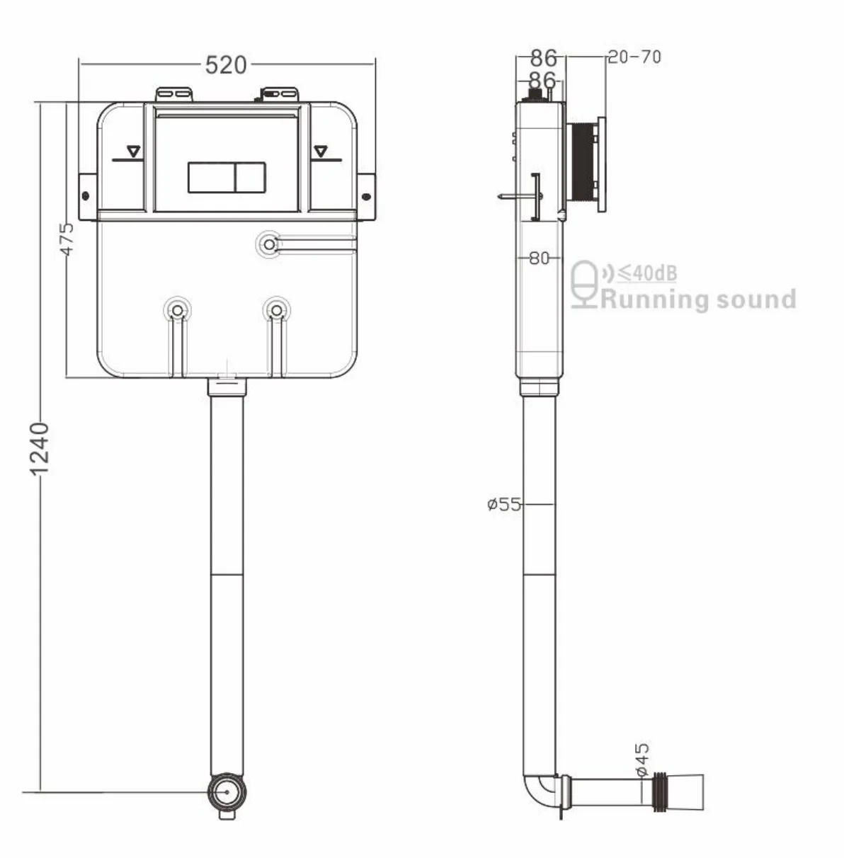 Toilet Concealed Cistern Squatting Pan Built-in wall Water Tank squat toilet tanks for bathroom and washroom