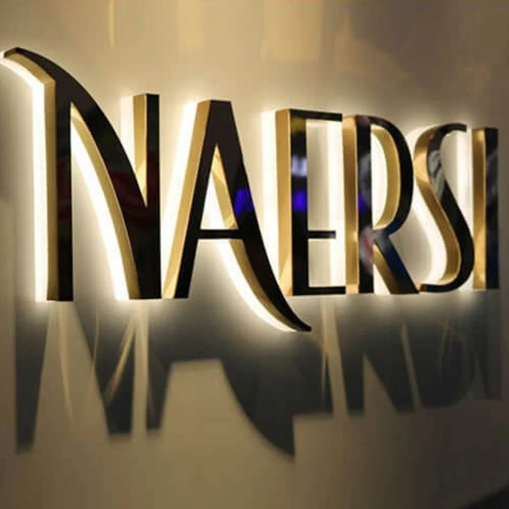 IKESIGN Vintage Metal Backlit Signage Letters LED 3D Illuminated Channel letters signs for Advertising Customized