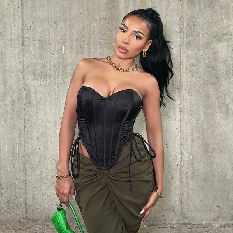 2023 New Stylish Summer Boob Tube Top Women Backless Sexy Corselet Tank Tops Lady Vintage Underbust Corset