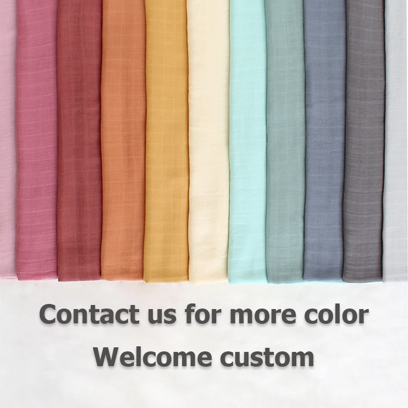 Custom Solid Color  Cotton  Bamboo Newborn Baby Newborn Plain Swaddle Blanket Wrap Muslin
