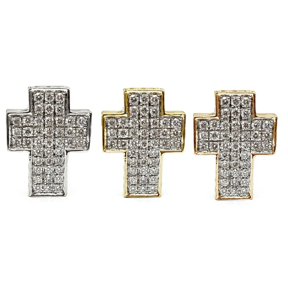 Hot Sales Classic Factory Price 18k White Gold High Quality Natural Round Diamond Jewellery Catholic Cross Pendants for Children