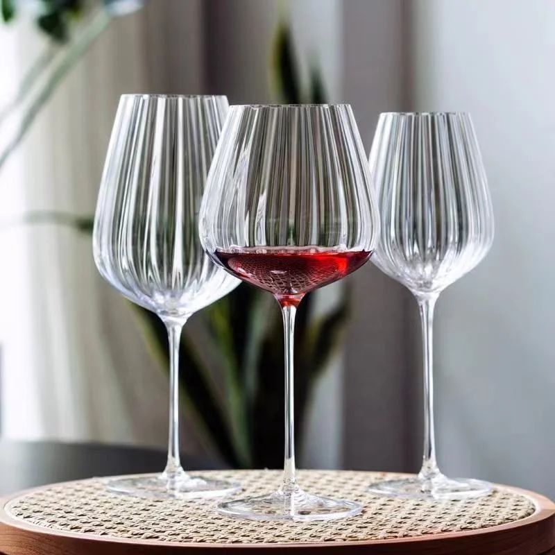 Factory Wedding Striped Design Stemmed Events Wine Glasses Set/2023 Popular Thread Glassware