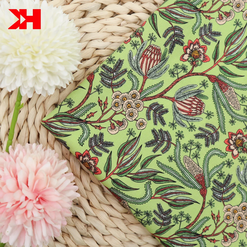Kahn high quality digital floral printed fabric kid cotton poplin fabric for dresses