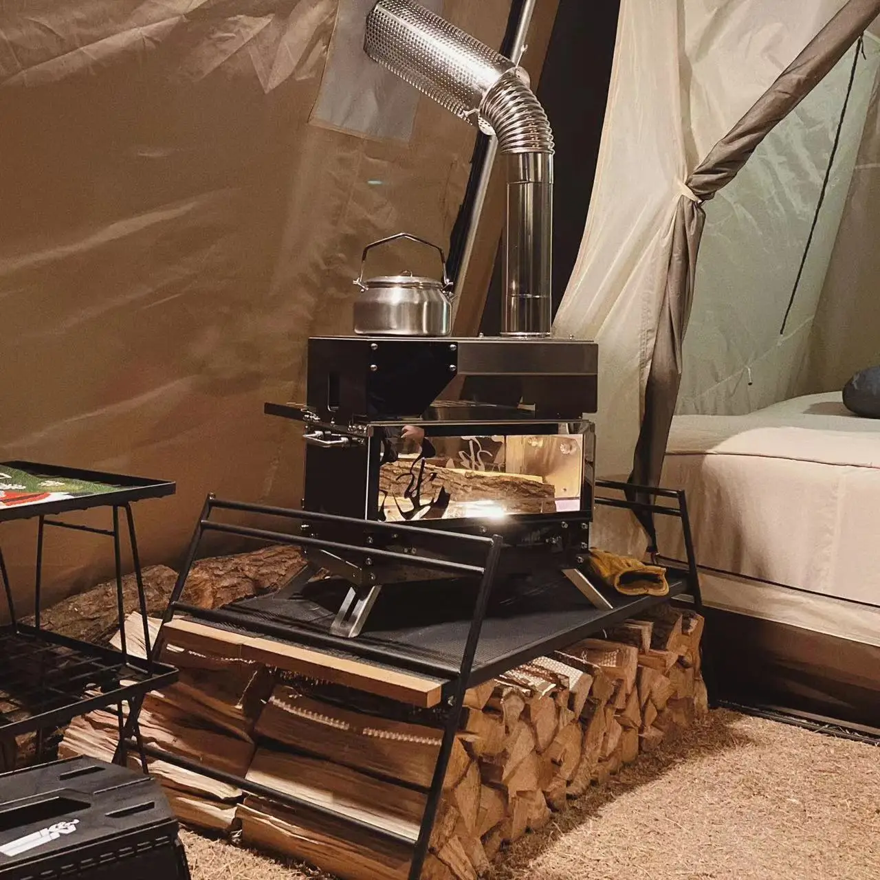outdoor camping wood burning stove