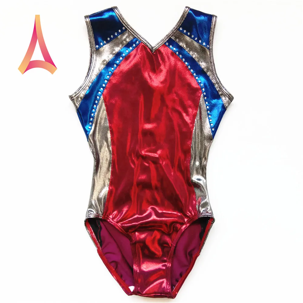 Shining Training Use Spandex Red Gymnastics Leotards for Girls