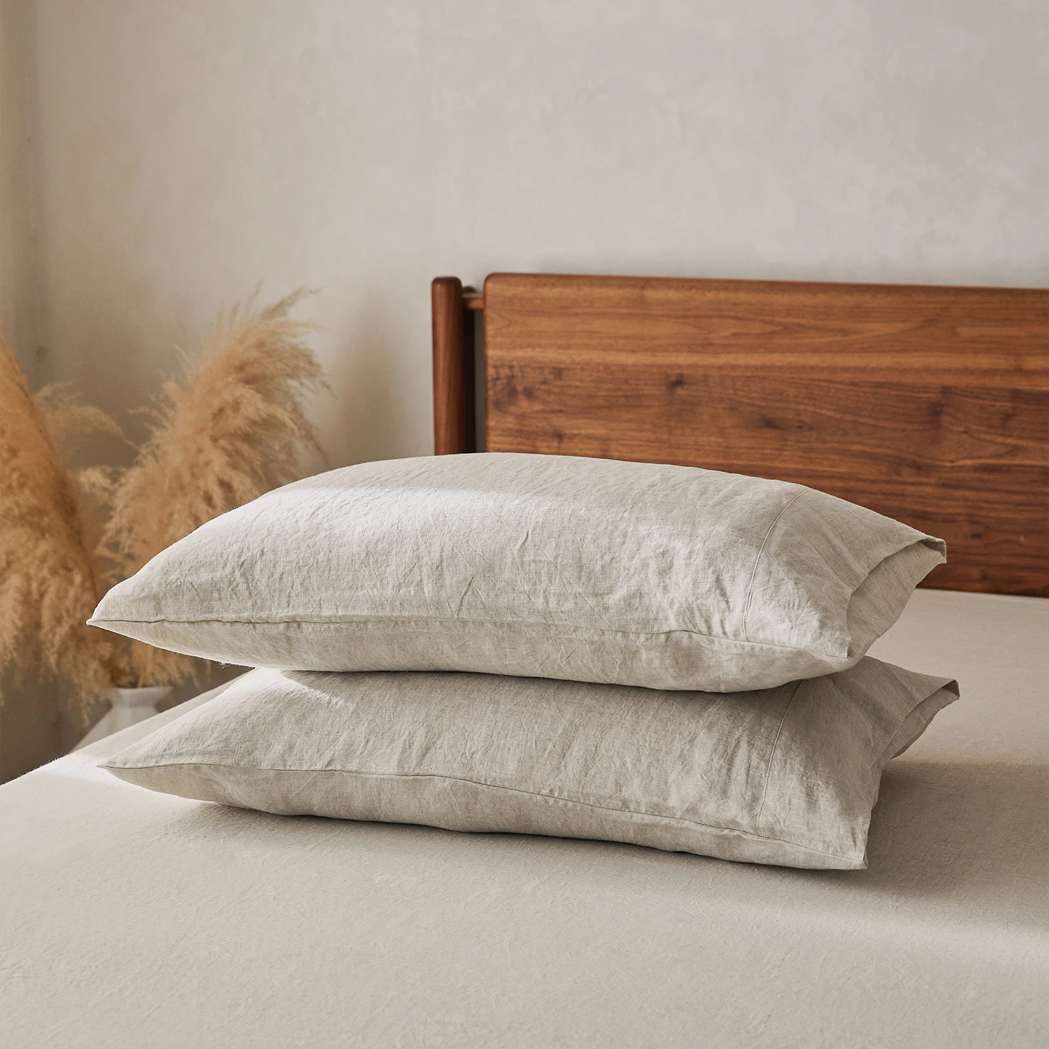 Custom Neutral Beige Pure Linen Bed Pillows Cover Wholesale Standard Housewife End Openning Natural Plain Cushion Case