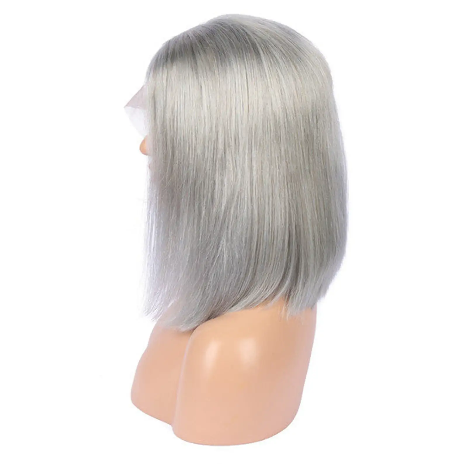 Wholesale Gray color Glueless Full Density Lace frontal Human hair Wigs Peruvian Short Gray Color Bob Lace front Human Hair Wigs