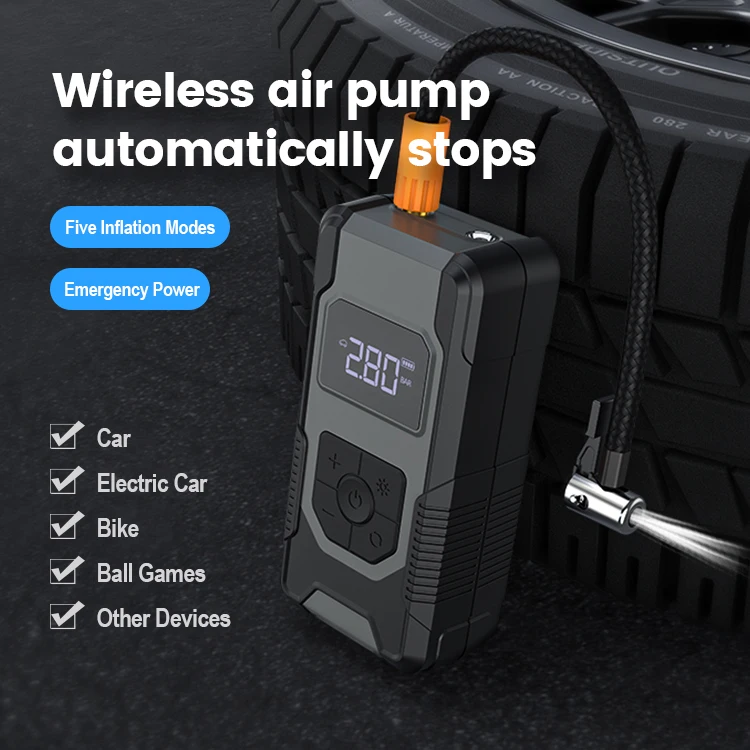 12V 150PSI Rechargeable Air Pump Tire Inflator Cordless Portable Compressor Digital Car Tyre Pump With 7500Mah Power Bank