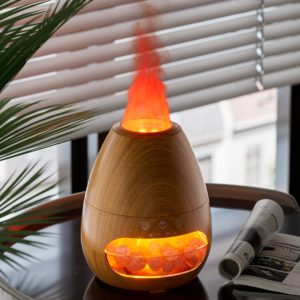 Hot Selling 200ml Mini  Diffuser Humidifier Ultrasonic  Fire Essential Oil Aroma Diffuser With Flame