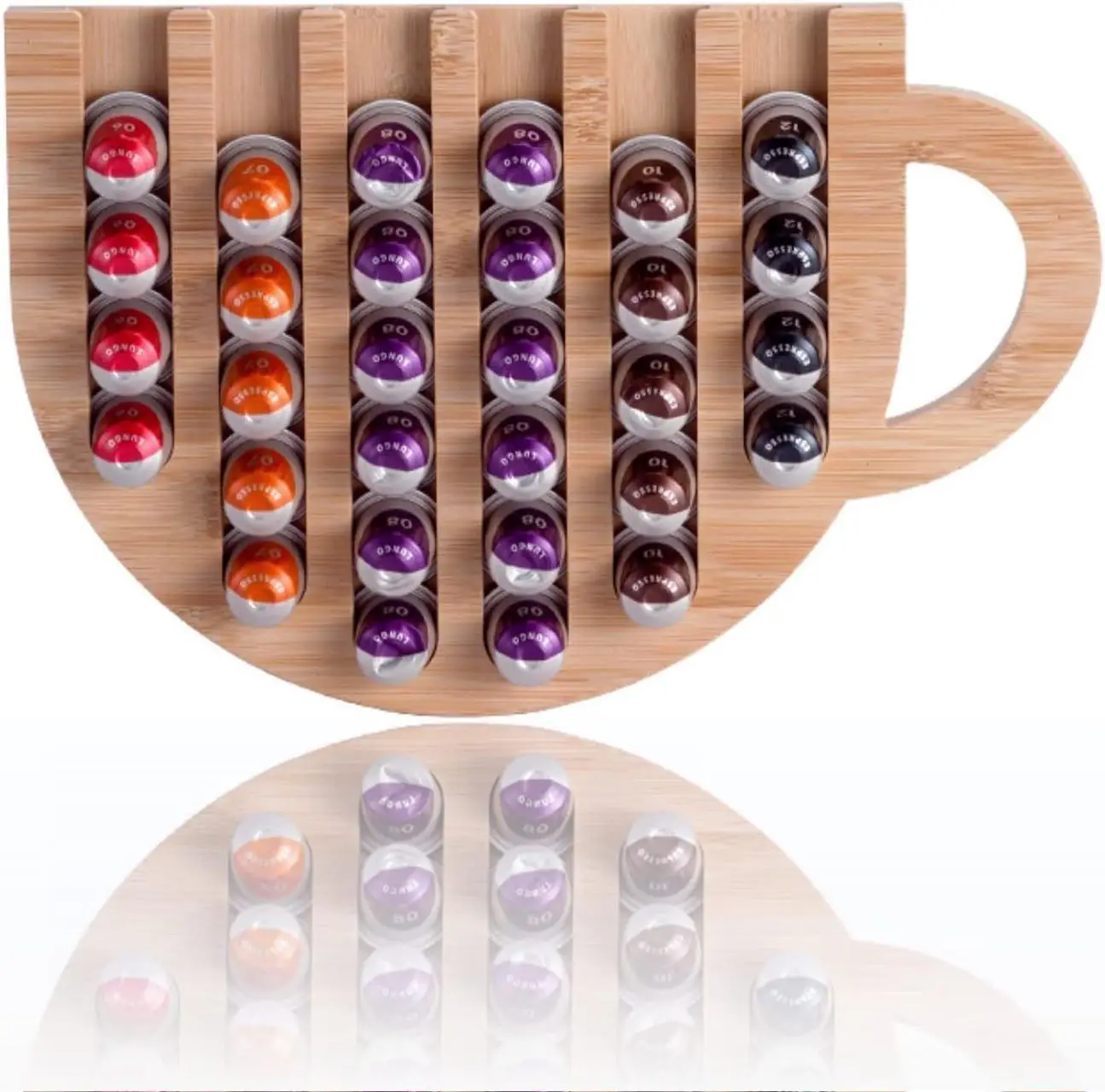 Wall Mounted Bamboo Coffee Pod Holder Organizer Wooden Storage Organizer Wall Mounted Coffee Capsules Holder for Kitchen Counter